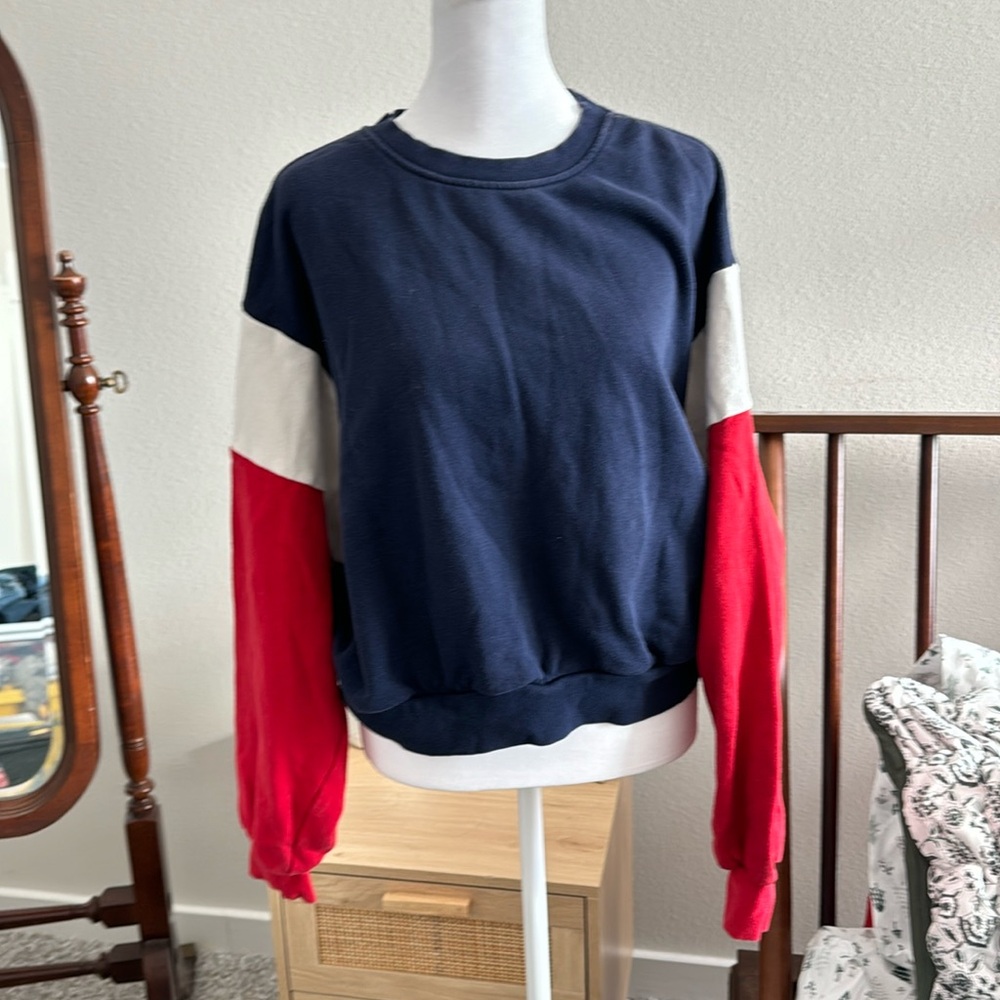 Divided sweater red white blue sweatshirt